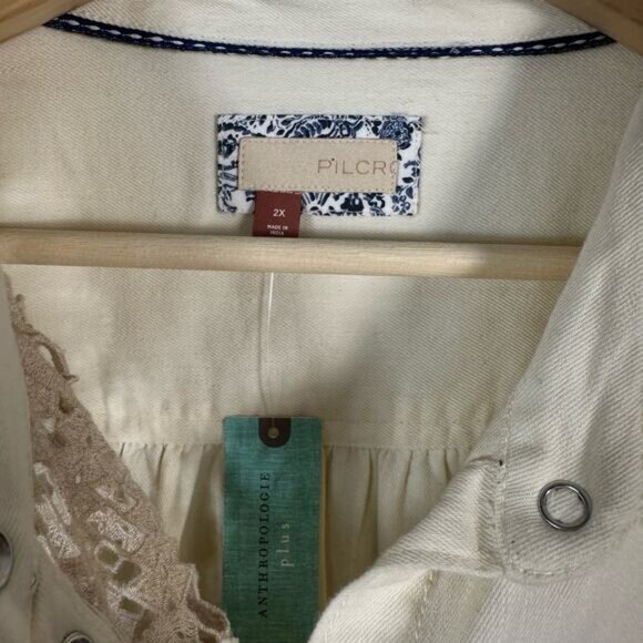 Pilcro NWT by Anthropologie Womens Eyelet Lace Buttondown Shirt Jacket Size 2X - Picture 4 of 13